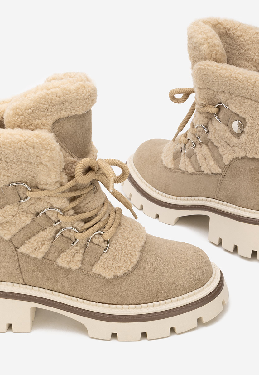 Kalindra khaki női téli bokacsizma