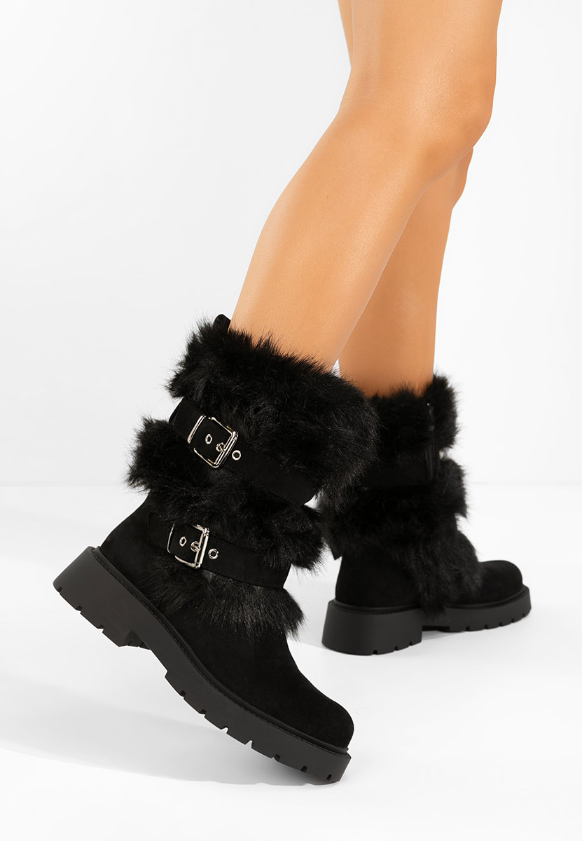 Nelisia fekete meleg női csizma 