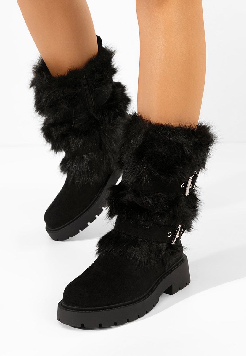 Nelisia fekete meleg női csizma 