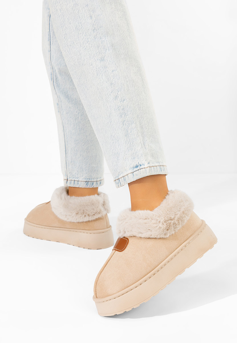 Elarva bézs telitalpú platform bokacsizma