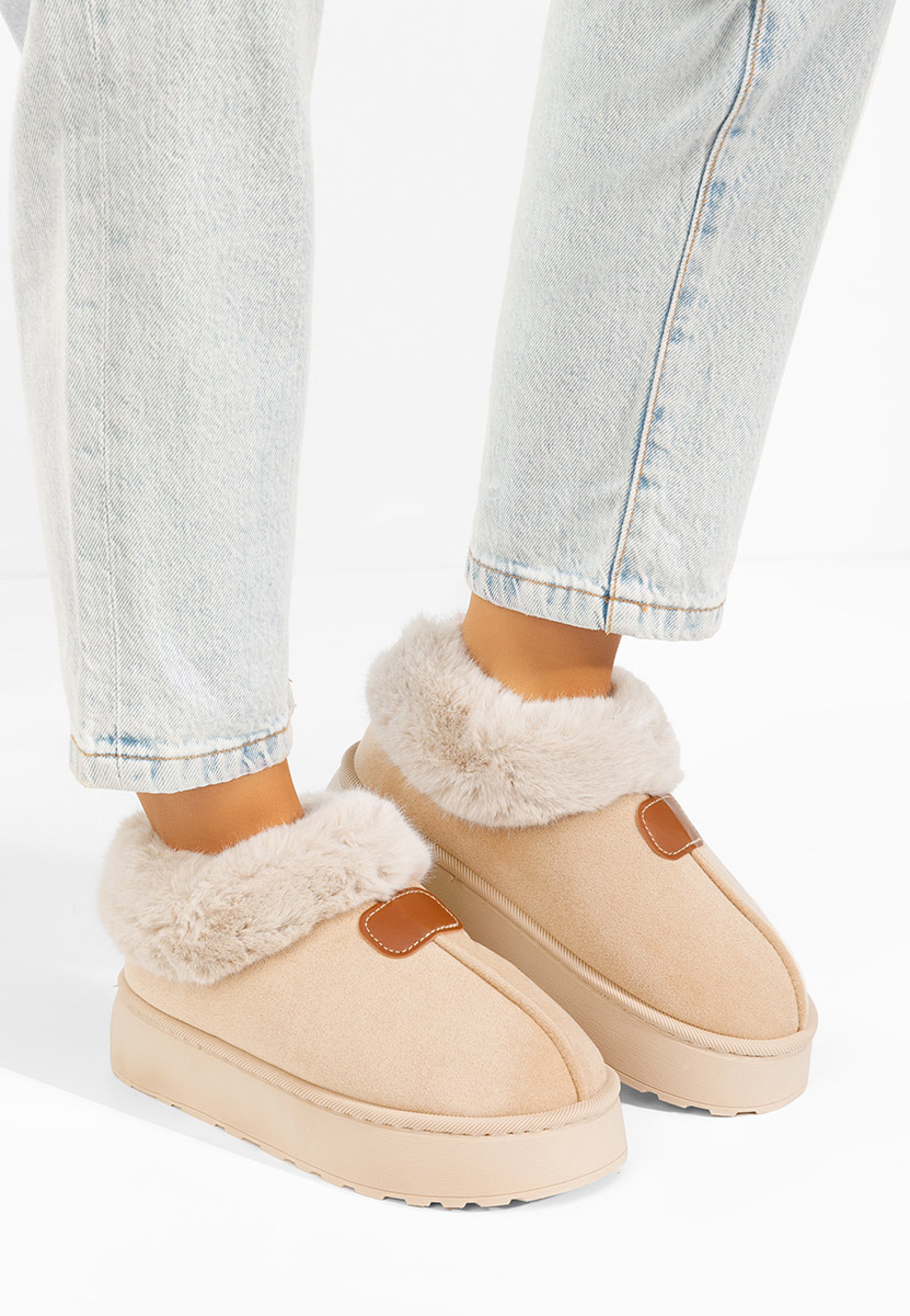 Elarva bézs telitalpú platform bokacsizma