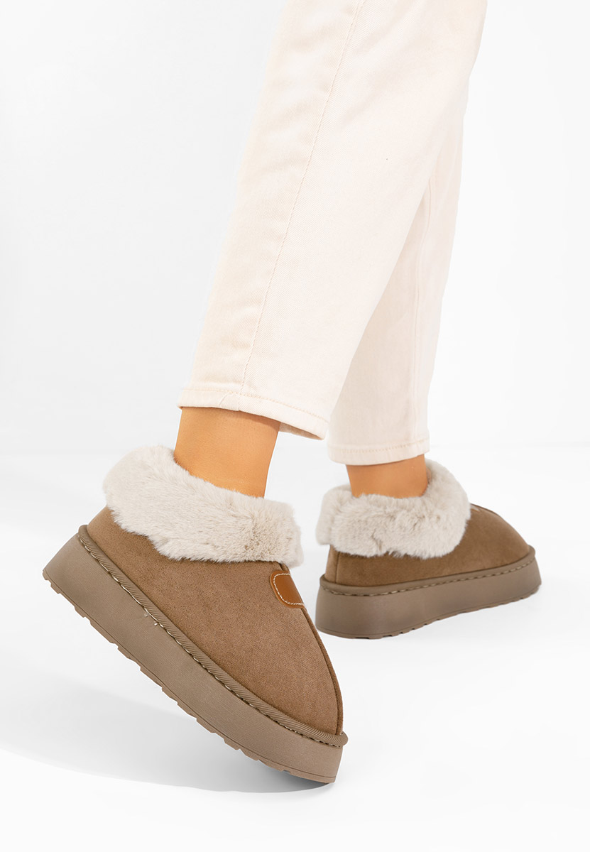 Elarva barna telitalpú platform bokacsizma