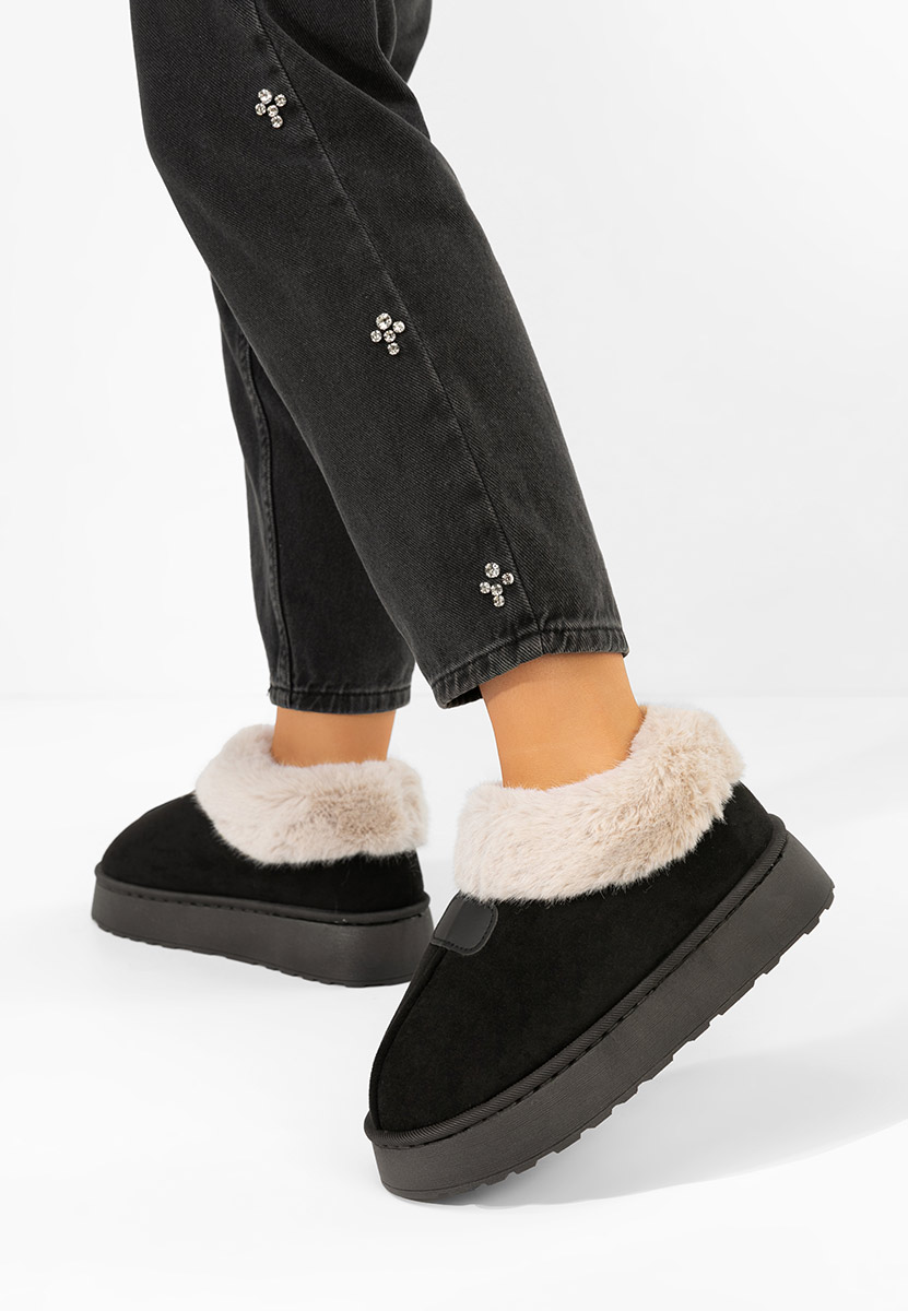 Elarva fekete telitalpú platform bokacsizma