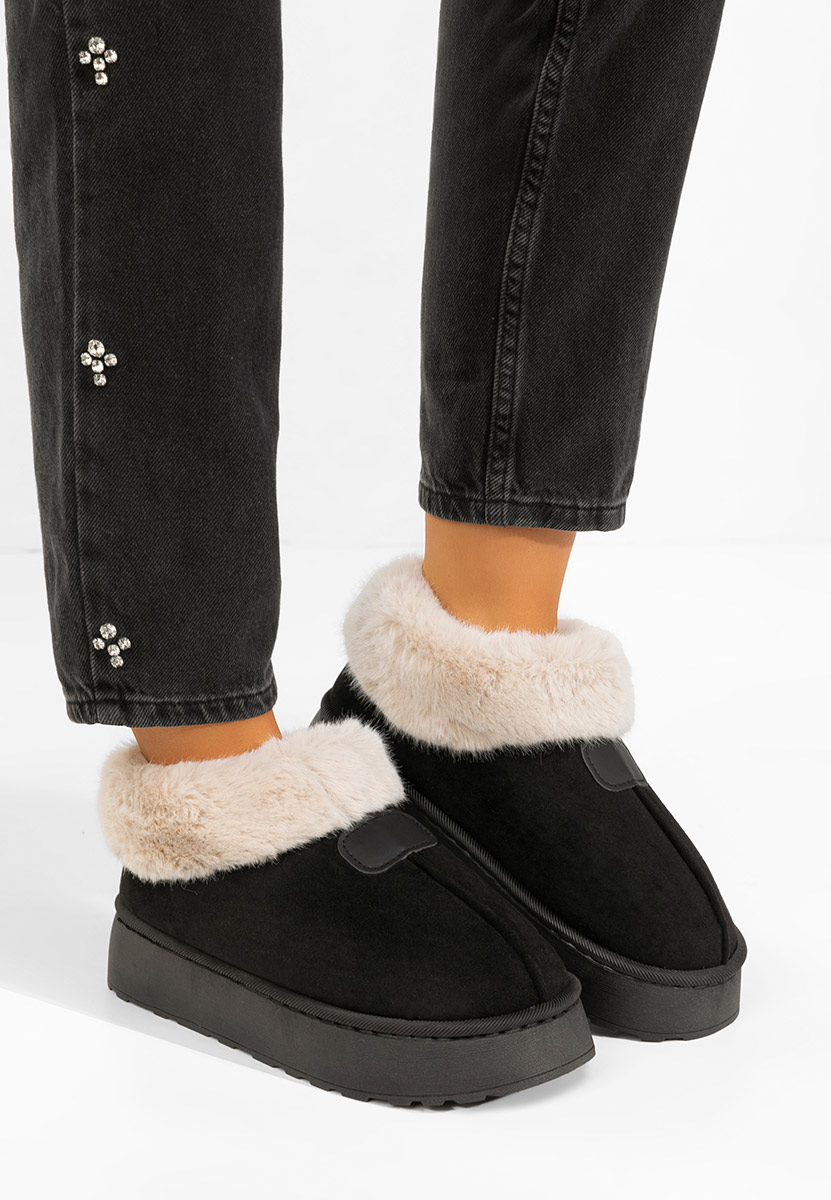 Elarva fekete telitalpú platform bokacsizma