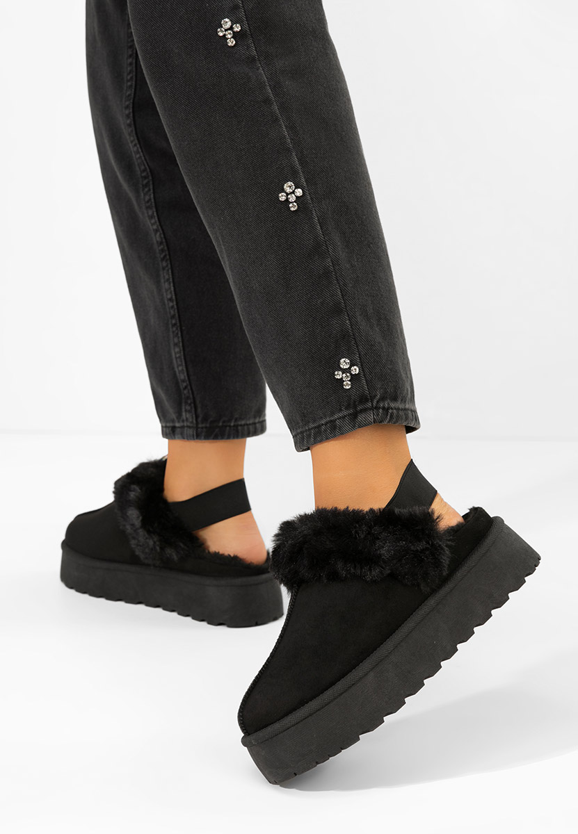 Edden fekete telitalpú platform papucs