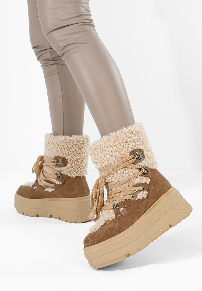 Norelia bézs telitalpú platform bokacsizma