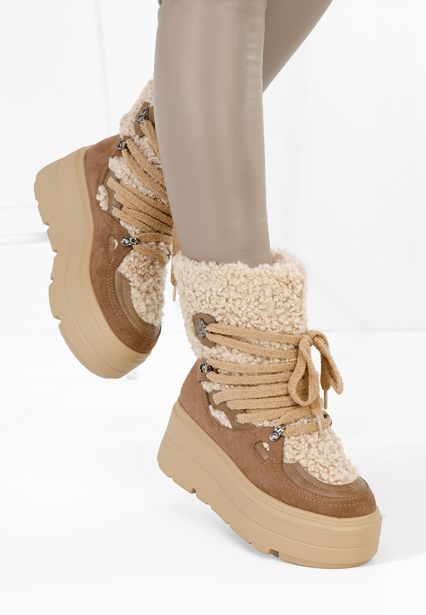 Norelia bézs telitalpú platform bokacsizma