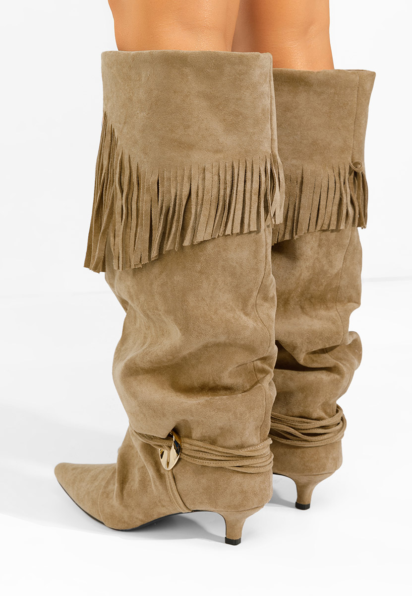 Marcela khaki telitalpú csizma 