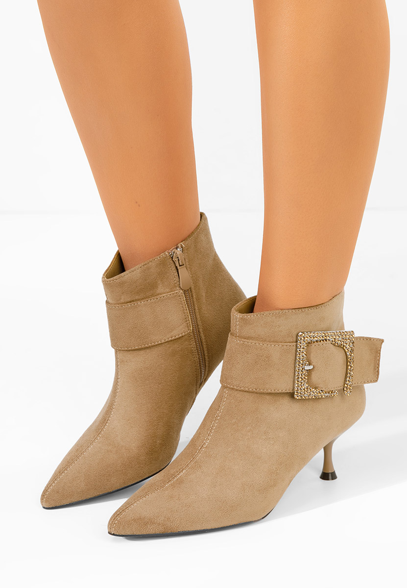 Karlene khaki tűsarkú bokacipő