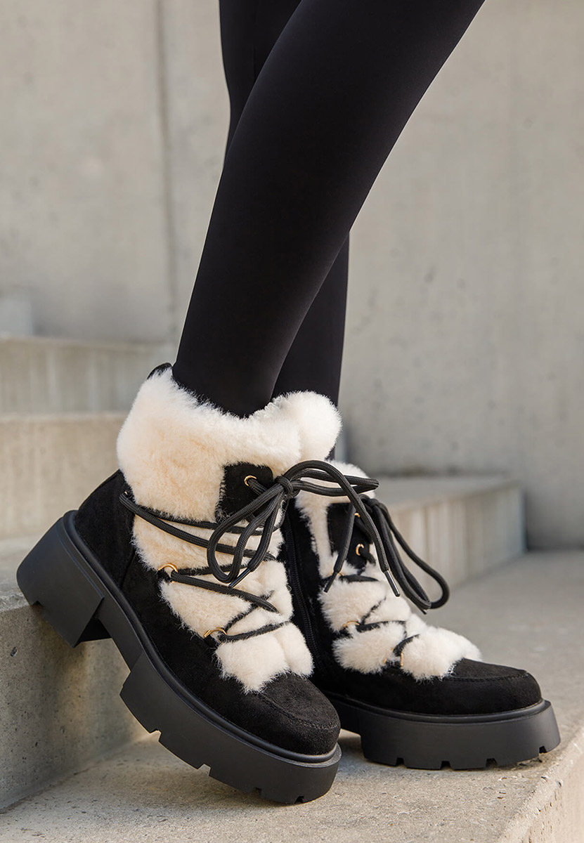 Aslyn fekete női téli bokacipő