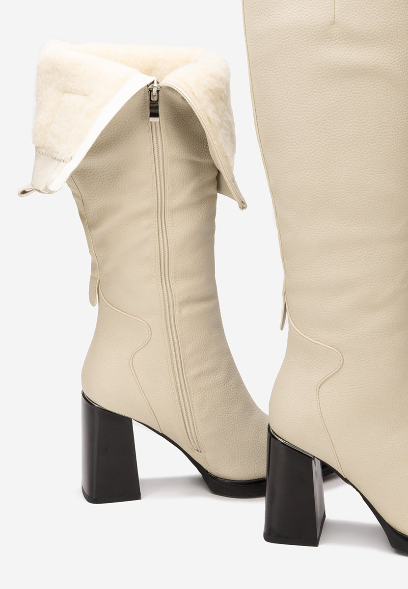 Ricardia bézs magassarkú csizma