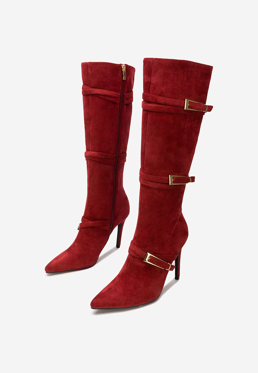 Ernesia borvörös tűsarkú csizma