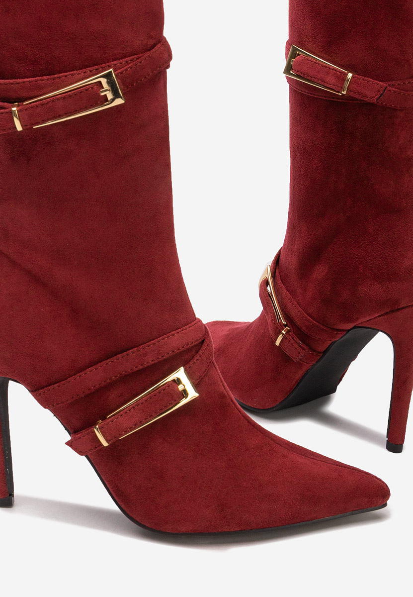 Ernesia borvörös tűsarkú csizma