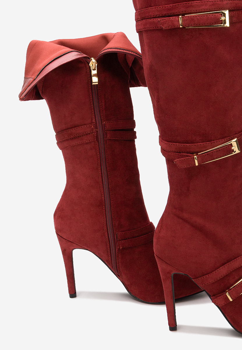 Ernesia borvörös tűsarkú csizma