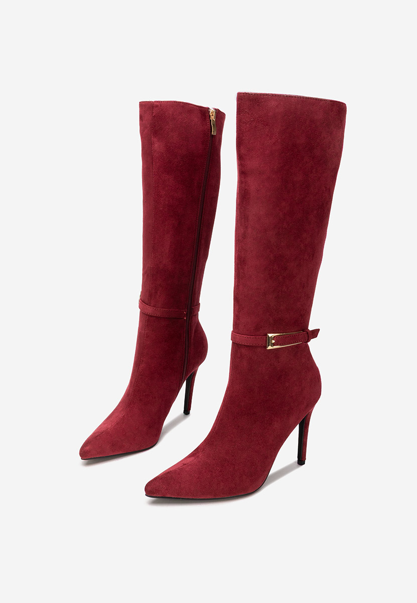 Narcisia borvörös tűsarkú csizma