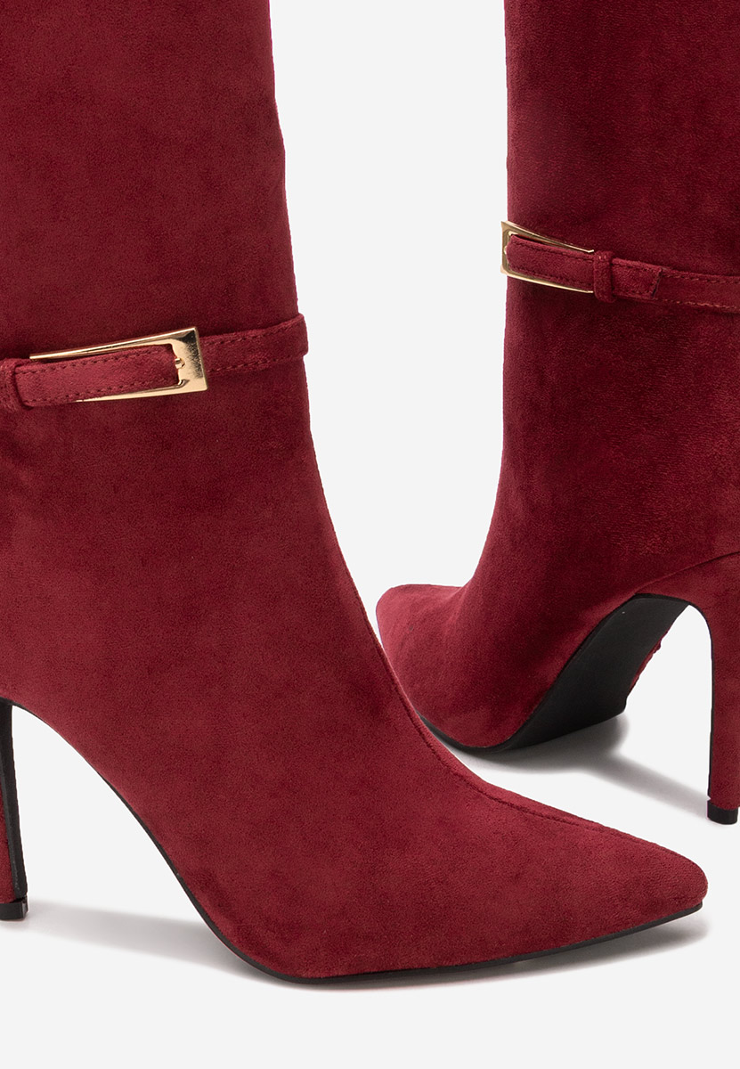 Narcisia borvörös tűsarkú csizma