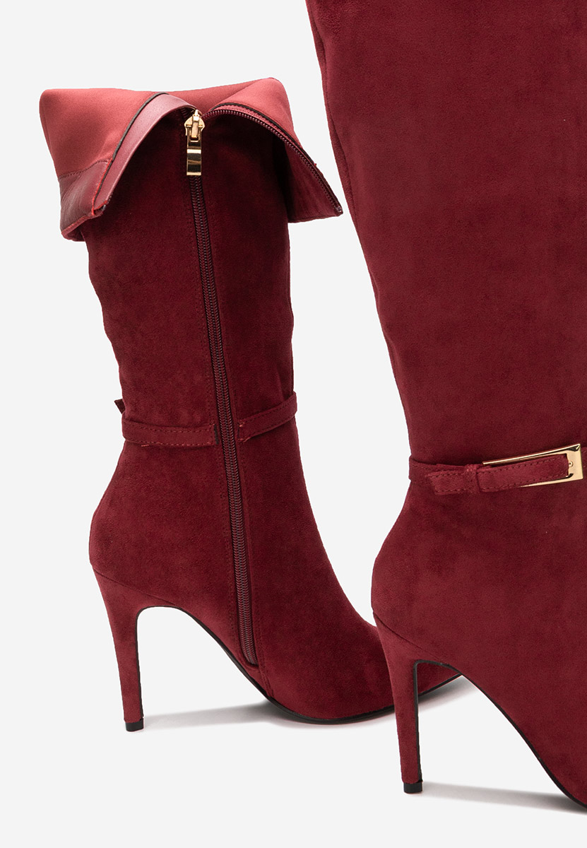 Narcisia borvörös tűsarkú csizma