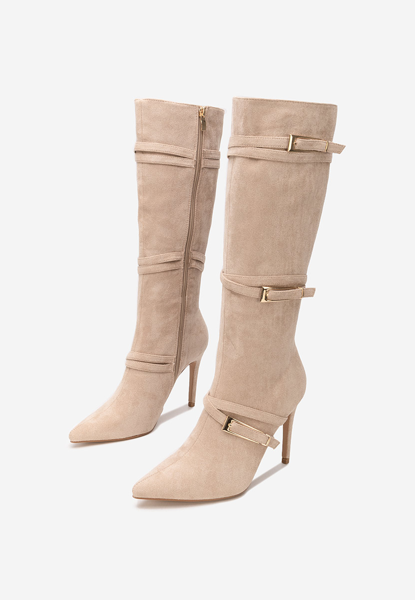 Ernesia bézs tűsarkú csizma