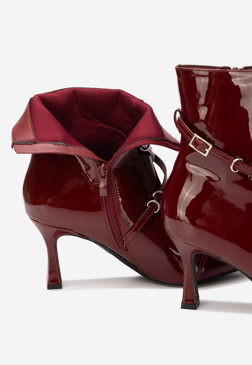 Marcelia borvörös tűsarkú bokacsizma