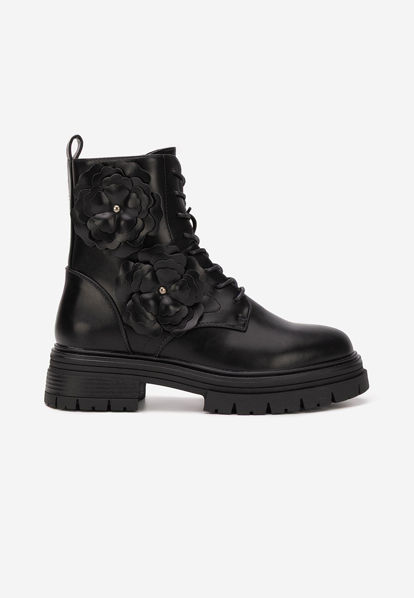 Penda fekete női telitalpú bokacsizma