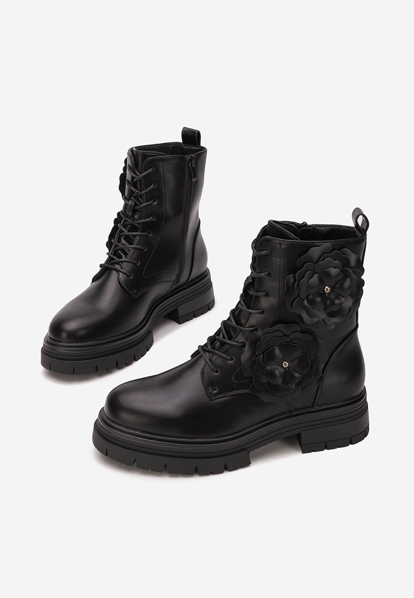 Penda fekete női telitalpú bokacsizma