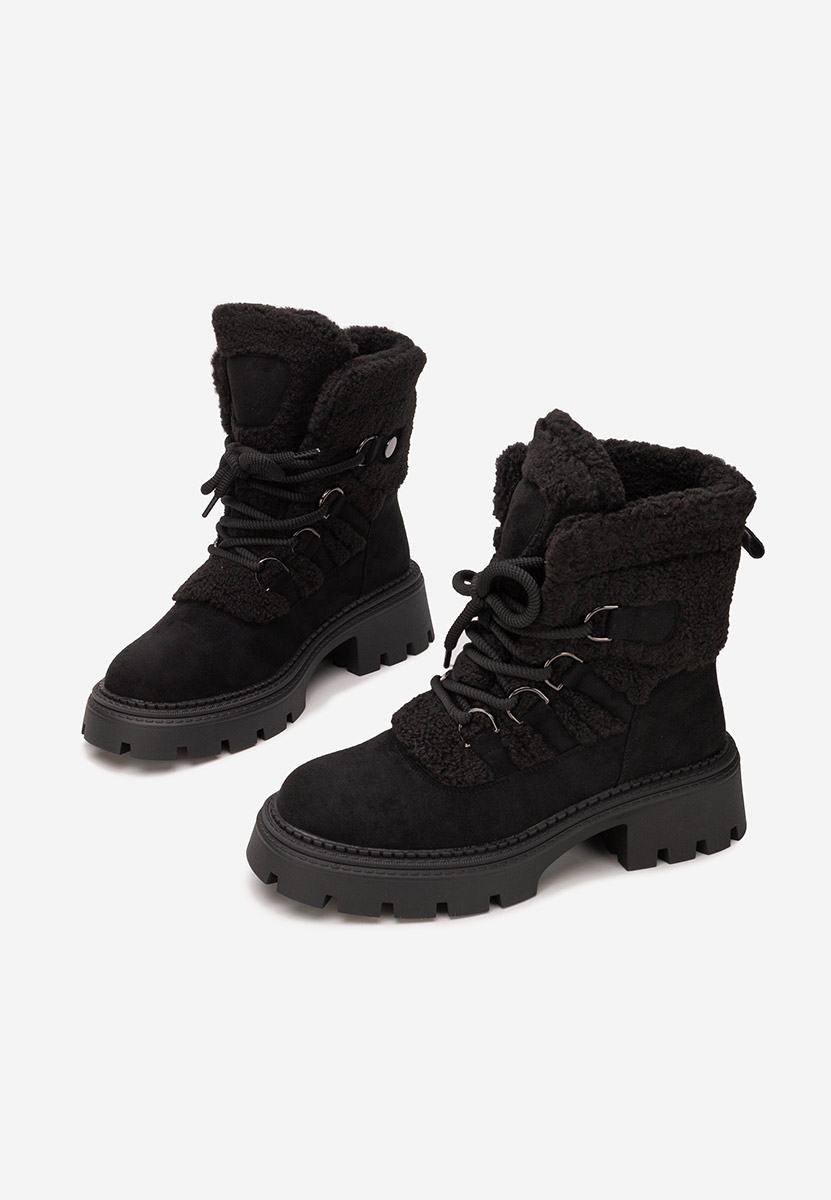 Kalindra fekete női téli bokacsizma