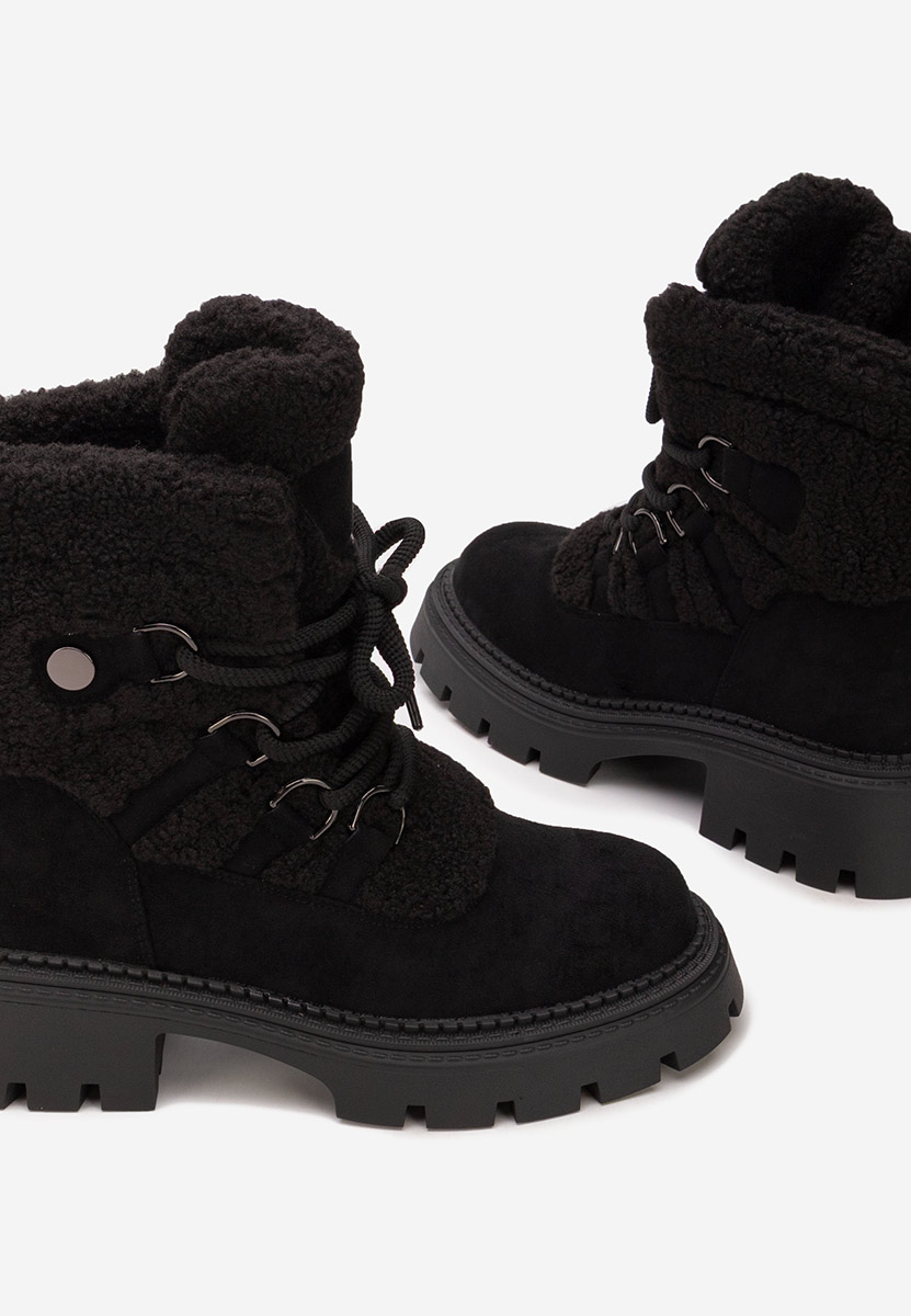 Kalindra fekete női téli bokacsizma