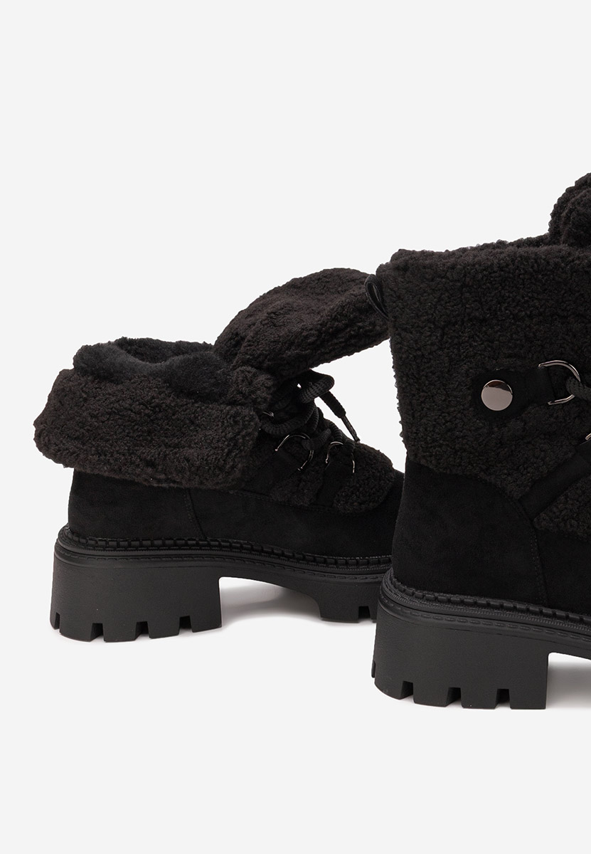 Kalindra fekete női téli bokacsizma