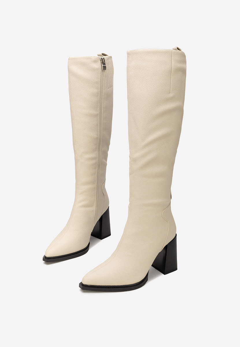 Ricardia bézs magassarkú csizma