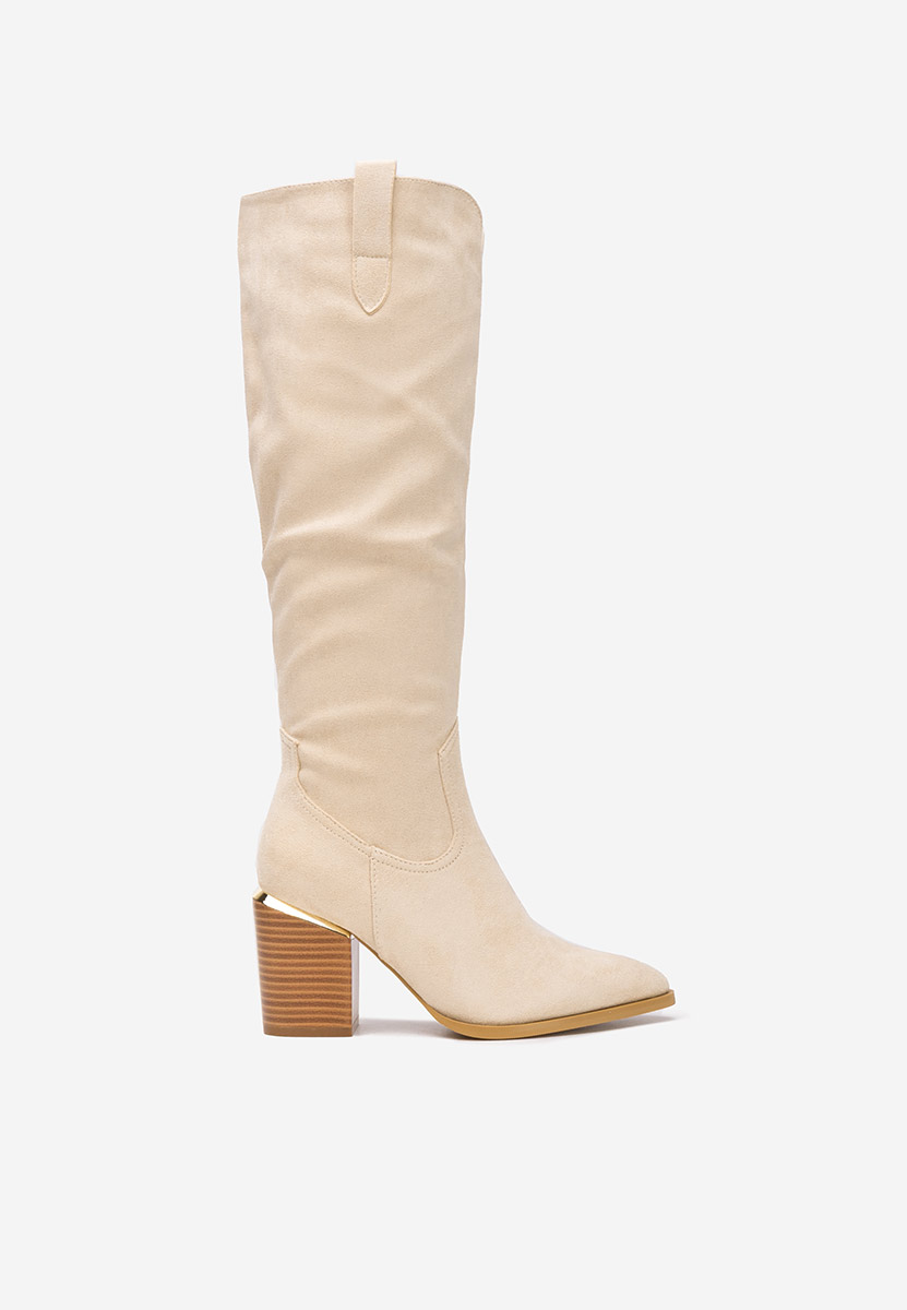 Jasaria bézs magassarkú csizma