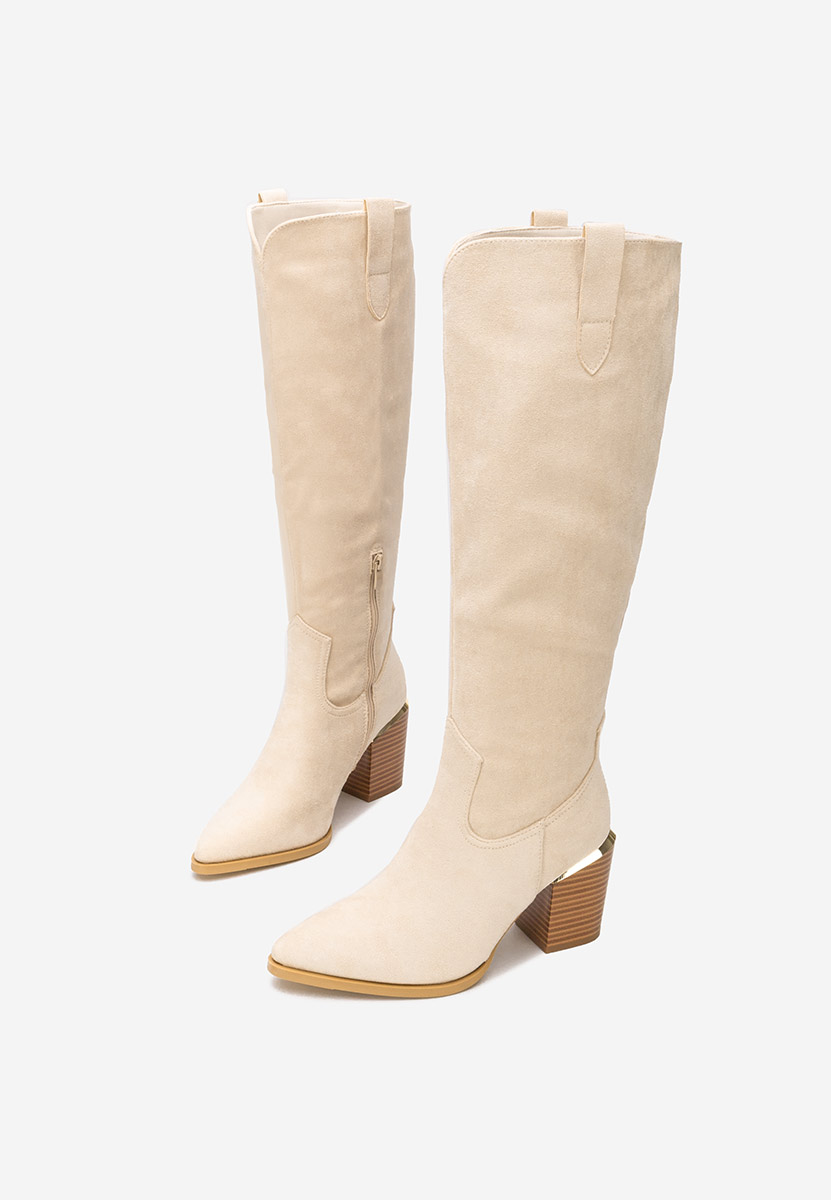 Jasaria bézs magassarkú csizma