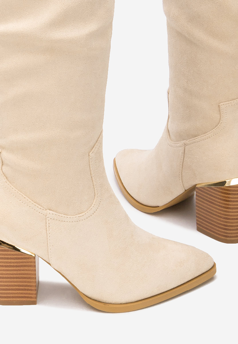 Jasaria bézs magassarkú csizma