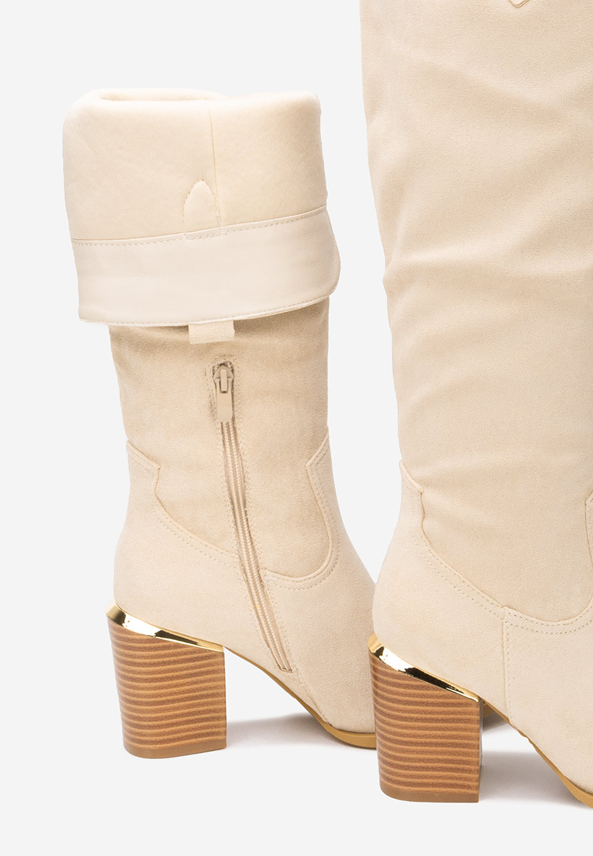 Jasaria bézs magassarkú csizma