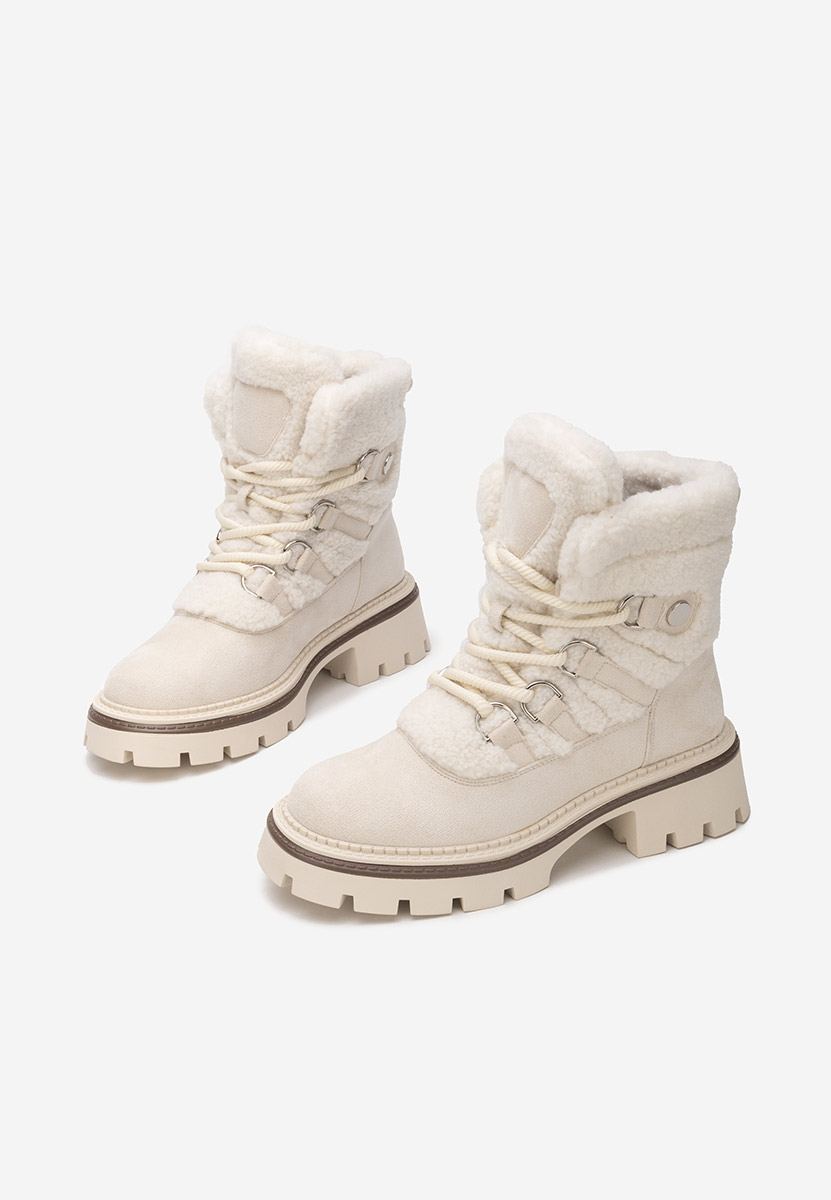 Kalindra bézs női téli bokacsizma