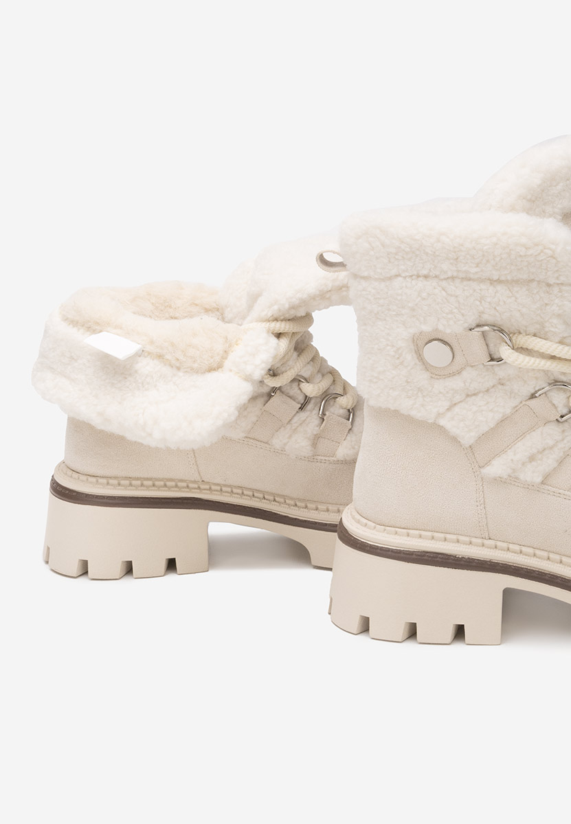 Kalindra bézs női téli bokacsizma