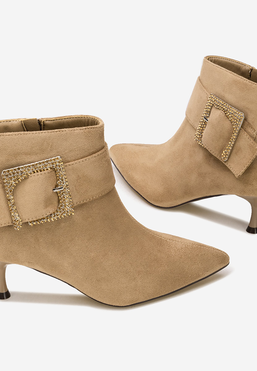 Karlene khaki tűsarkú bokacipő