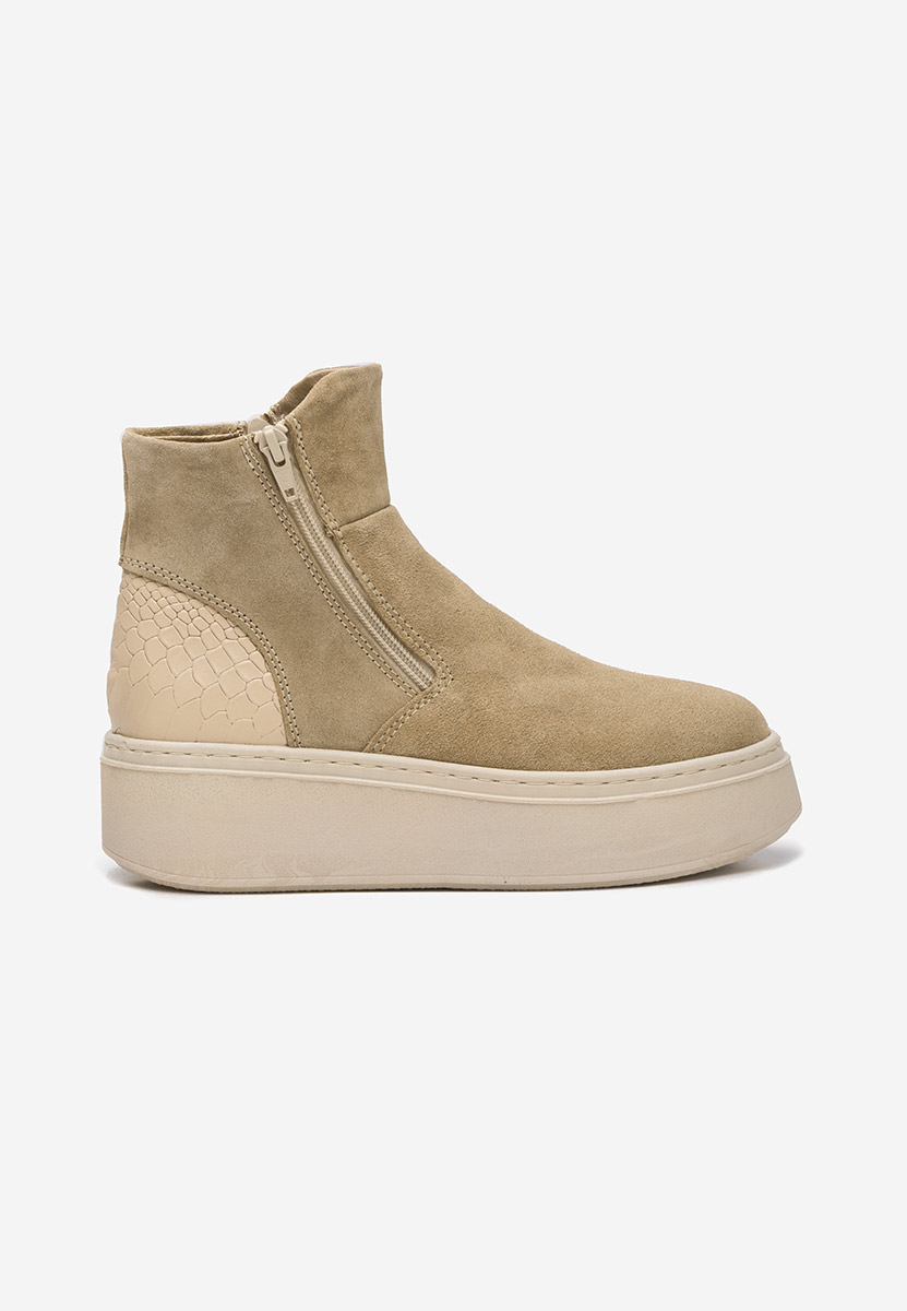 Andiora bézs női bőr bokacsizma