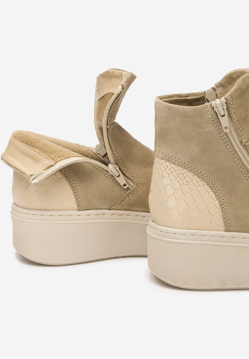 Andiora bézs női bőr bokacsizma