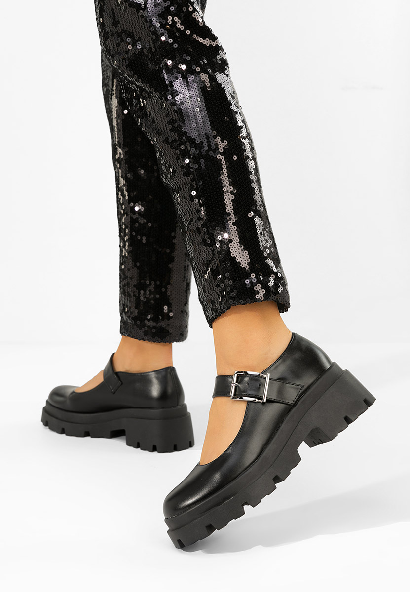 Masovia fekete telitalpú platform cipő