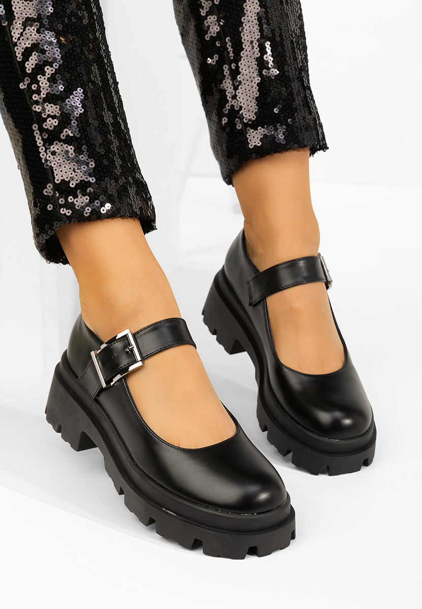 Masovia fekete telitalpú platform cipő
