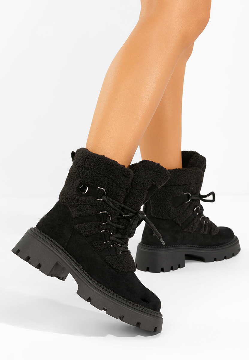 Kalindra fekete női téli bokacsizma