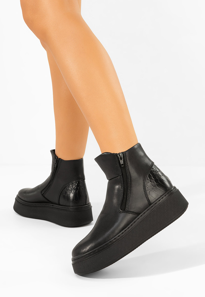 Andiora v2 fekete női bőr bokacsizma