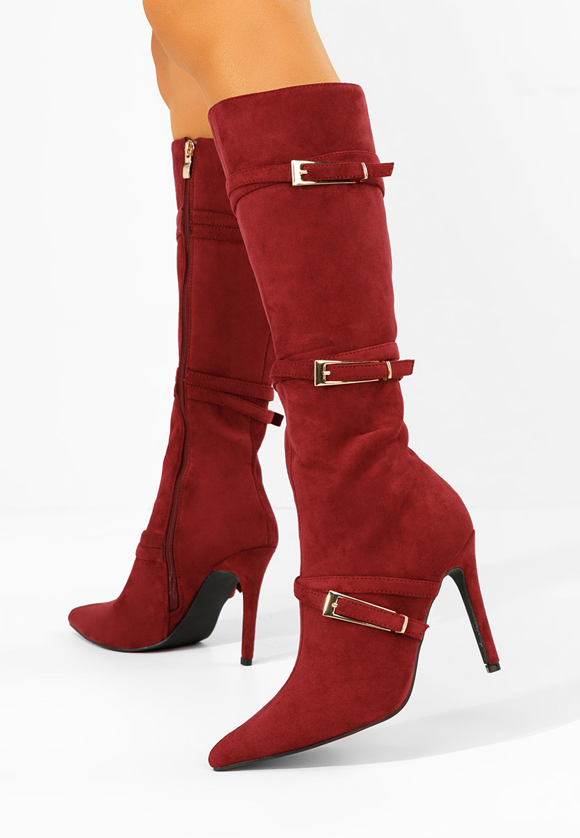 Ernesia borvörös tűsarkú csizma