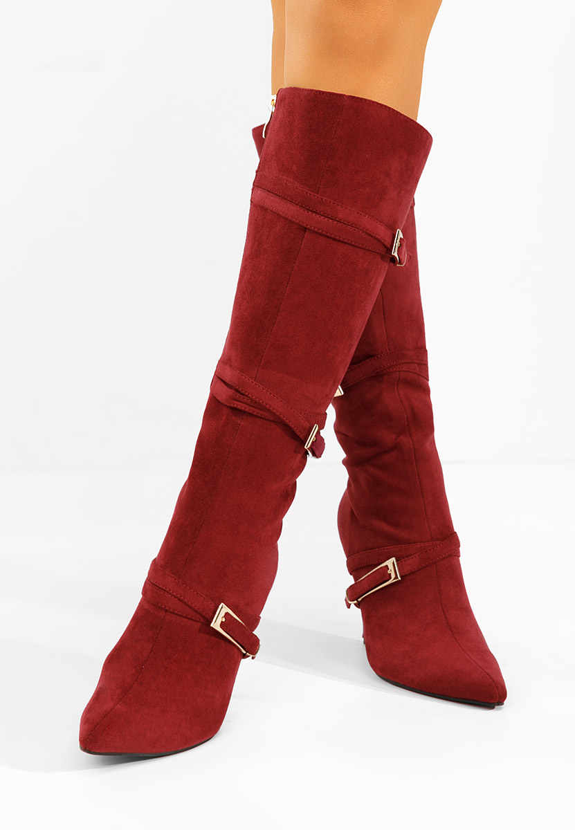 Ernesia borvörös tűsarkú csizma