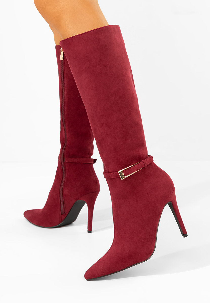 Narcisia borvörös tűsarkú csizma