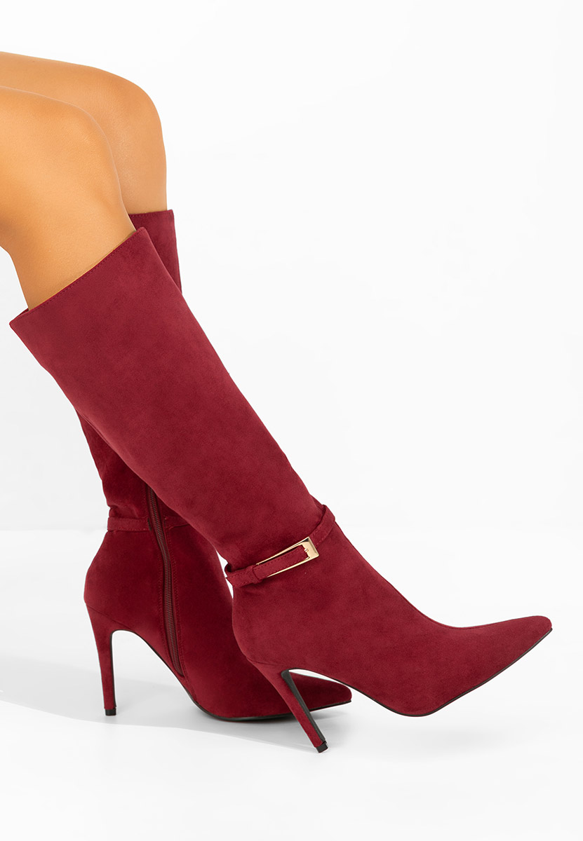 Narcisia borvörös tűsarkú csizma