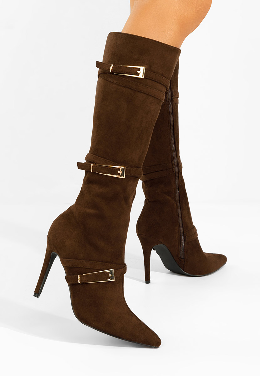 Ernesia barna tűsarkú csizma