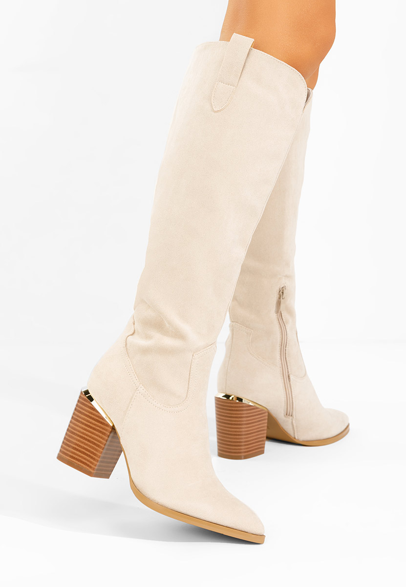 Jasaria bézs magassarkú csizma