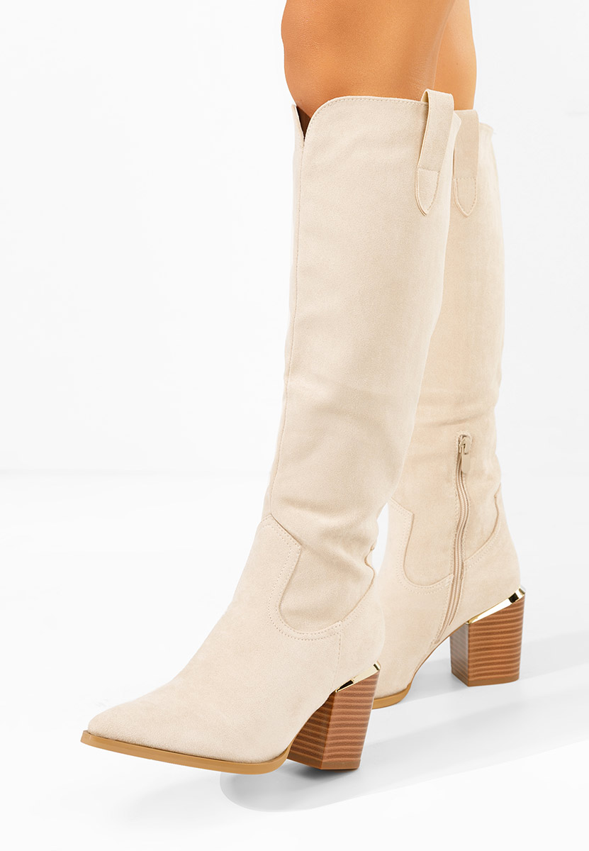 Jasaria bézs magassarkú csizma