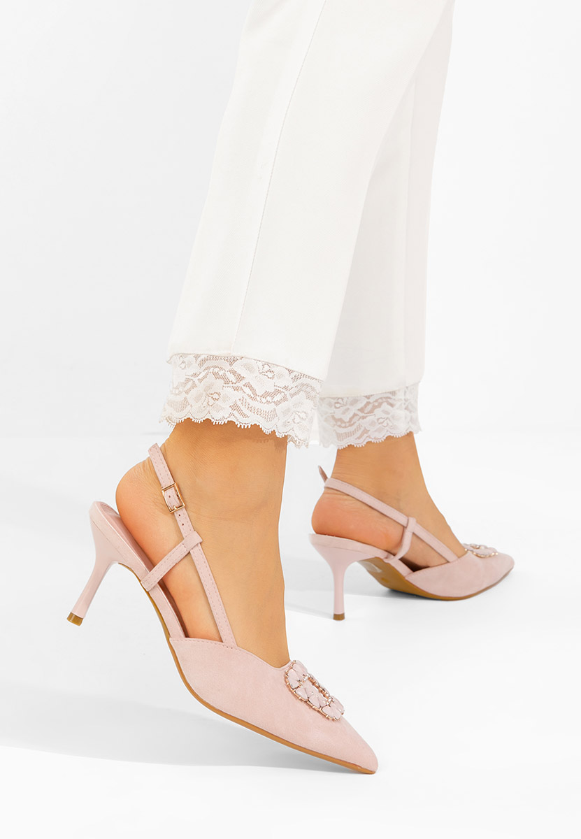 Slingback castalia rózsaszín magassarkú cipő